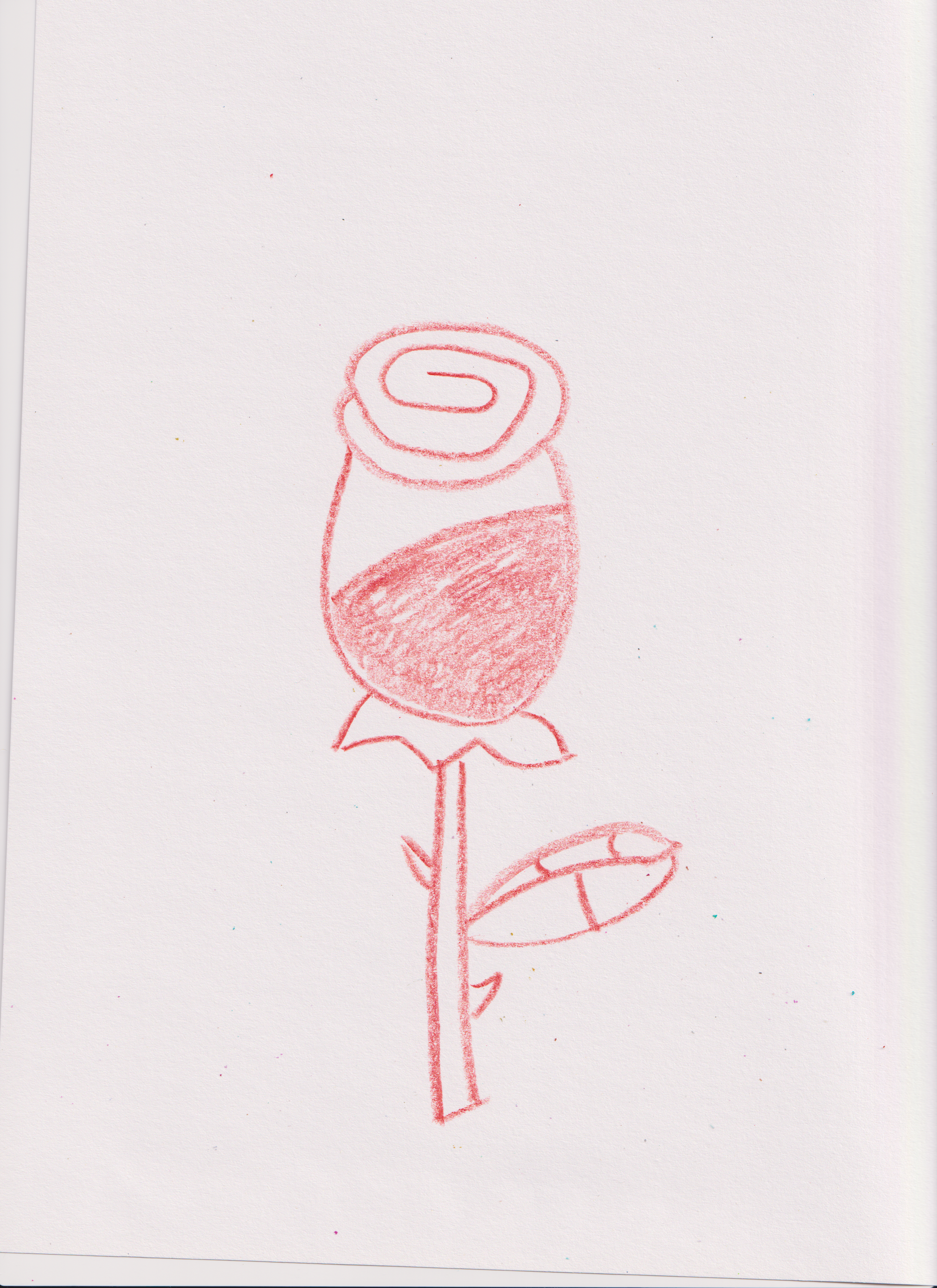 Red Hand Drawn Crayon Rose