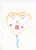 Girl with Heart Balloon – Crayon Drawing