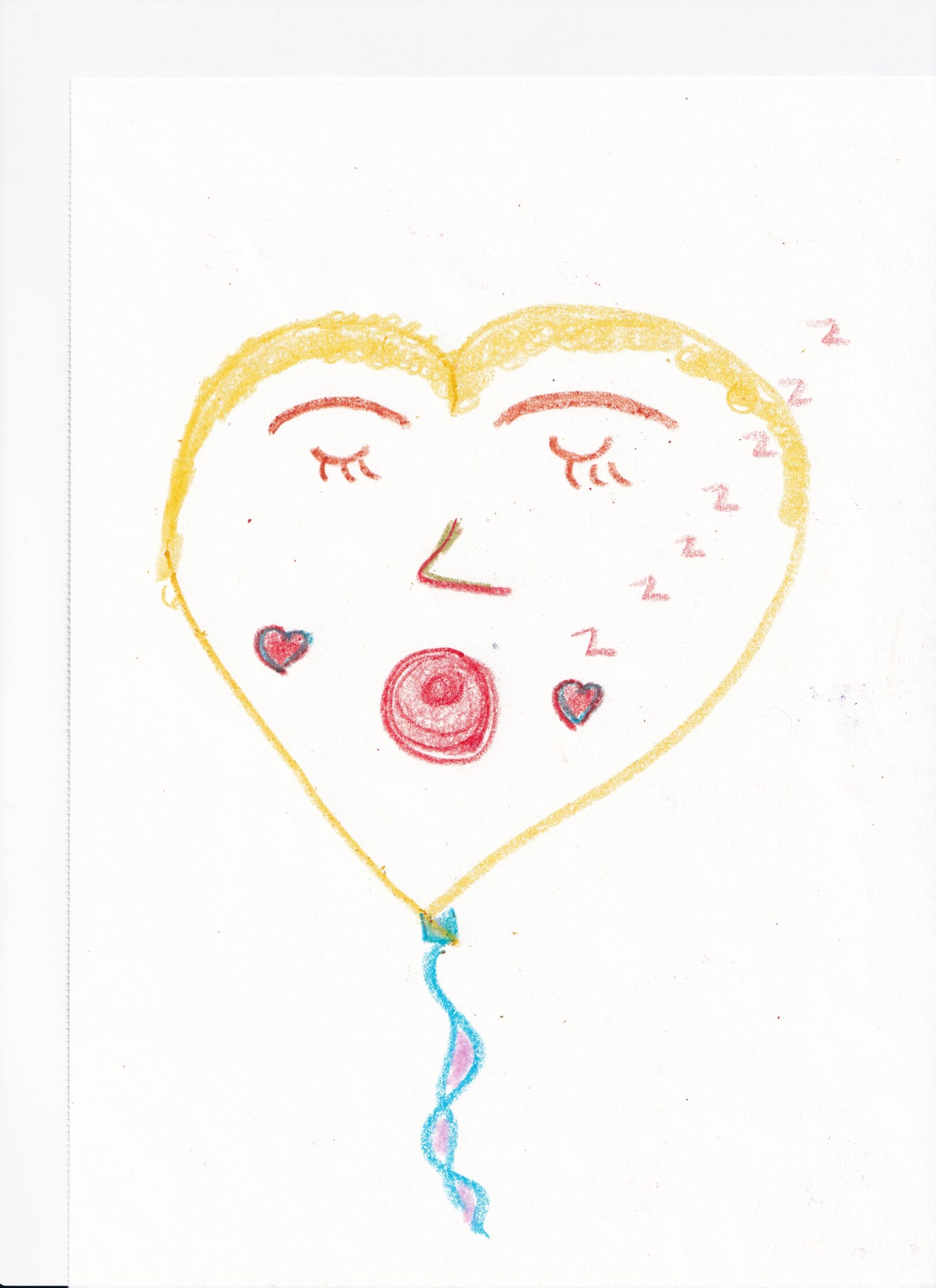 Girl with Heart Balloon – Crayon Drawing