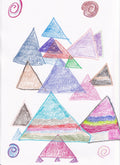 Crayon Hand-Drawn Triangles with Swirls