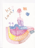 "Hi Love" Original Crayon Drawing